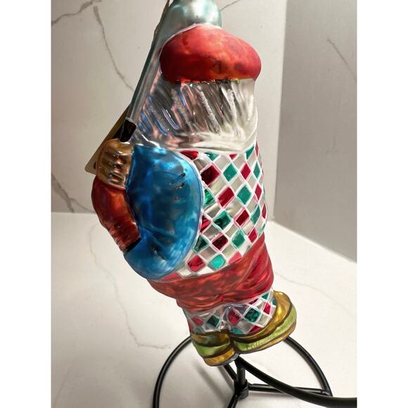 NEW Vtg Fore! Santa Golfer Mercury Glass Hand Made in Poland Plaid Outfit - Picture 3 of 10